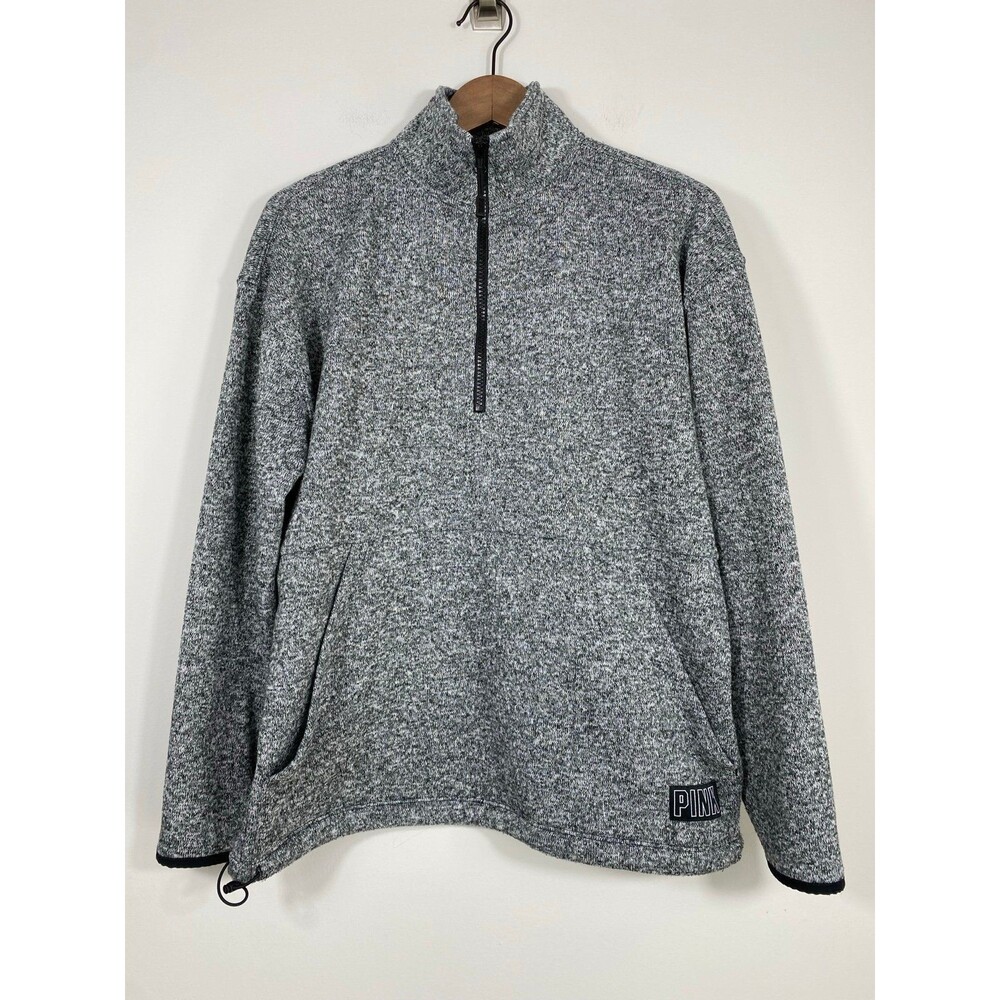 Victoria’s Secret PINK Gray Marled Quarter Zip Pullover Sweatshirt Size S